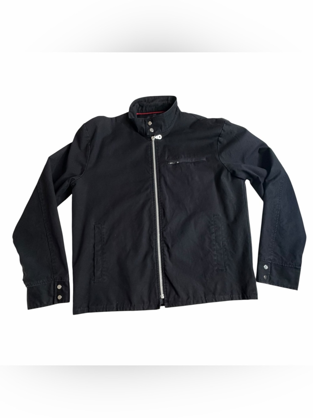 Contigo Y2K Vtg Black Full-Zip Harrington Jacket Snap Collar Sz M